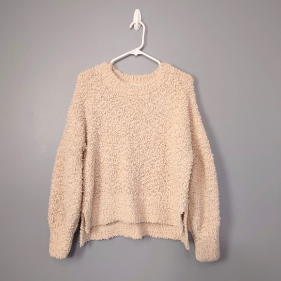 Pink Rose Ultra Soft Fluffy Pullover Sweater Hi Lol Hemline Size XL In Beige - Picture 1 of 8